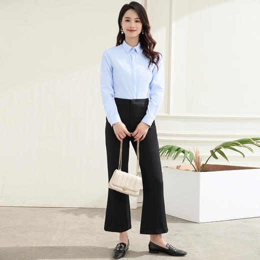 【40棉】罗蒙女士长袖衬衫休闲简约职业通勤百搭纯色衬衫开衫上装女 商品图4