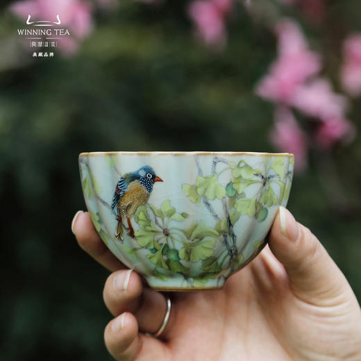 问鼎汝瓷鼎峰系列天青癸卯菱式盅（银杏飘香） 商品图2