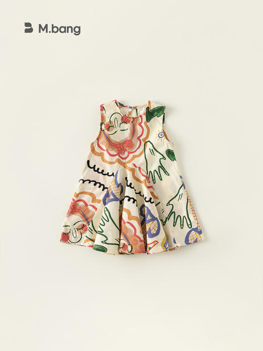 【萌趣可爱儿童涂鸦连衣裙】宥宝女童连衣裙夏季无袖涂鸦中小童a字裙女宝宝儿童裙子 商品图0