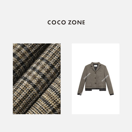 COCO ZONE羊毛格纹翻领西装三粒扣设计感西服24C10230 商品图2