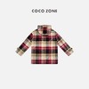 COCO ZONE法式拼色格纹羊毛大衣立领连帽毛呢外套23C30777 商品缩略图1