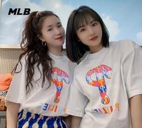 MLB男女款情侣彩色印花logo休闲短袖3ATSM0933