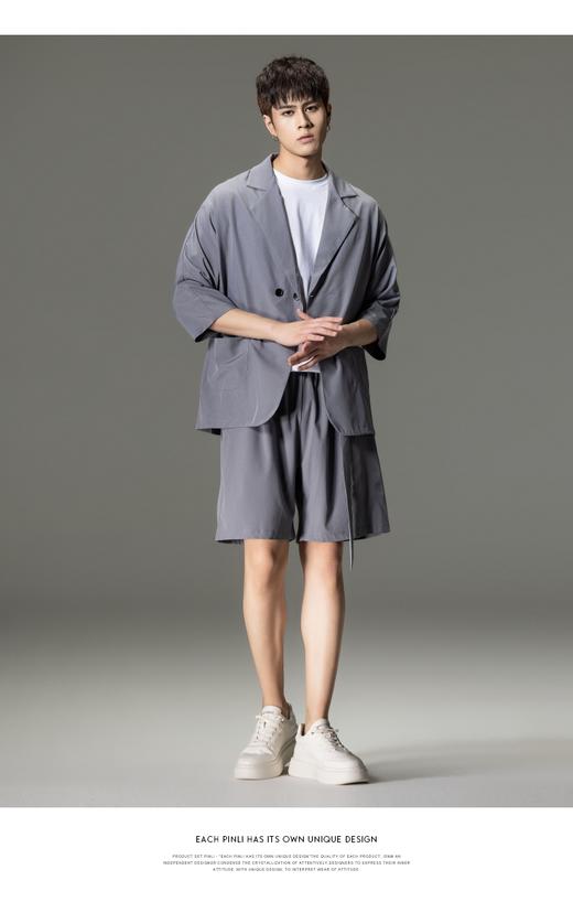 PINLI品立男装夏季薄款宽松七分袖小西装ins西服外套凉感防晒服潮B203106331 商品图10