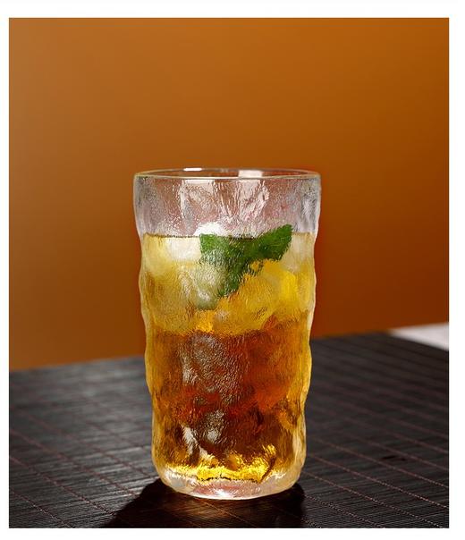 冰川纹玻璃杯水杯 磨砂洋酒杯锤纹杯 1个 大口茶杯酒杯水壶杯子夏季咖啡冷饮杯 商品图5