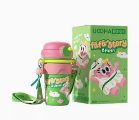 uooha一键双饮陶瓷保温杯花花物语-粉绿-450ml