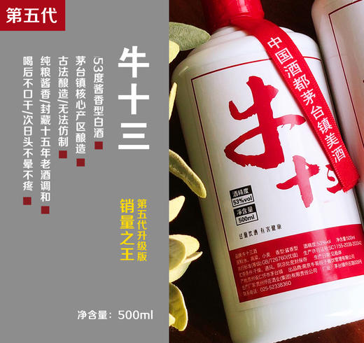 双12秒杀！经典中的经典！【牛十三】53度酱香型白酒，古法酿造，20年老酒调和，茅台核心产区纯高粱酒！ 商品图0
