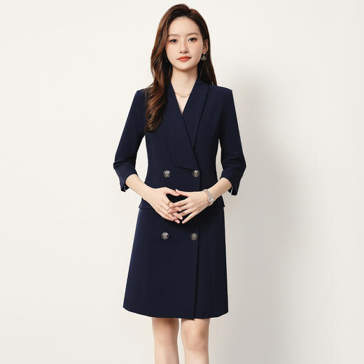 【西装领】罗蒙女士连衣裙七分袖中长款裙子女气质优雅简约大方商务 商品图3