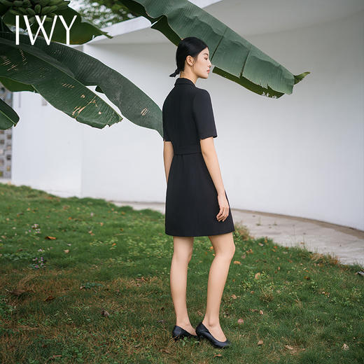 IWY/新款夏季时尚优雅黑色短袖连衣裙薄款酒店接待职业装名媛正Q14238黑色 商品图4