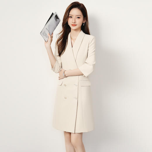【西装领】罗蒙女士连衣裙七分袖中长款裙子女气质优雅简约大方商务 商品图2