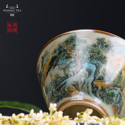 问鼎汝瓷鼎峰柴窑淳和杯（双鸟） 淳和杯（山水）（缺货） 商品图4