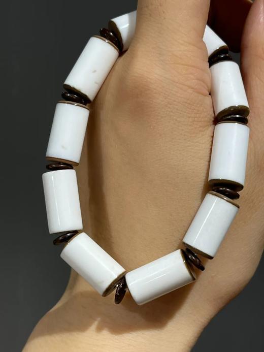 天然黑边白玛瑙勒子珠手链，顺丰包邮 商品图6