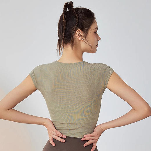 跃牌【禅语梵心】春夏显瘦速干运动上衣天丝健身房跑步短袖透气T恤DX2602 商品图3