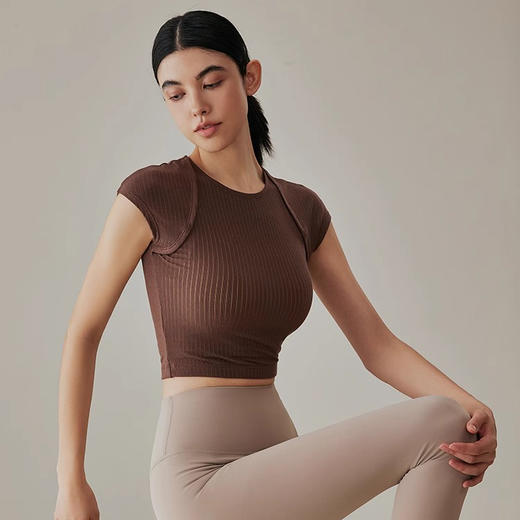 跃牌【禅语梵心】春夏显瘦速干运动上衣天丝健身房跑步短袖透气T恤DX2602 商品图3