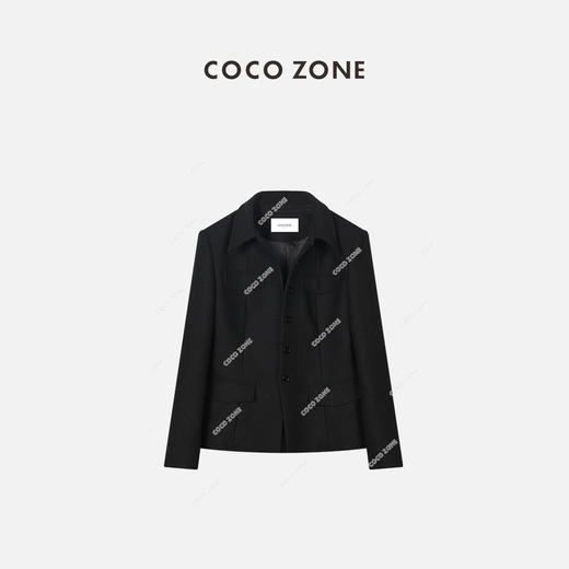 刘一一&COCO ZONE100%羊毛秋款翻领扣毛边长袖西服外套23C29654 商品图0