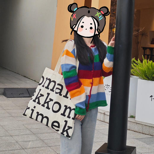 【北欧风字母帆布包】慵懒大容量包包女帆布袋 学生上班通勤单肩便携帆布包 商品图2