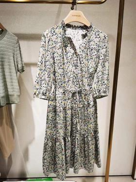 德菲蒂奥印花绿连衣裙(F）