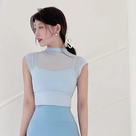 跃牌【禅语梵心】性感网纱瑜伽服飞袖带胸垫跑步速干运动文胸DX2555