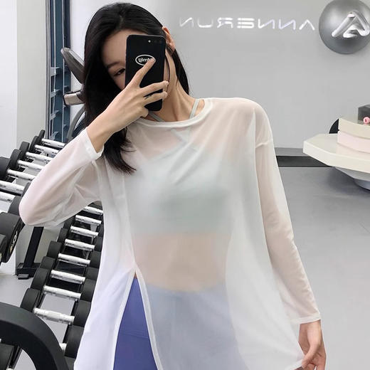 跃牌【禅语梵心】春夏跑步网纱速干衣女罩衫健身T恤CX2645 商品图2