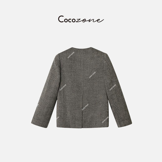 刘一一&COCO ZONE 100%棉小香风翻袖西式双排扣外套23C30315 商品图1