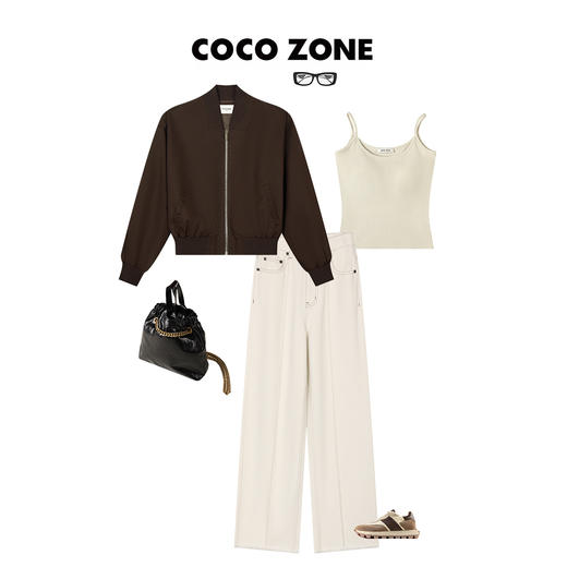 COCO ZONE100%棉复古牛仔裤直筒撞色线明线设计裤23C19094 商品图3