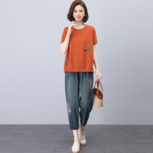 时尚漂亮牛仔套装，微胖减龄两件套HR-JYJ2479 商品图0