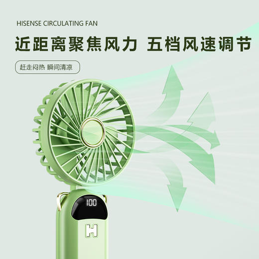 【折叠数显风扇】新款桌面手持静音风扇 挂脖户外USB充电小风扇 商品图3