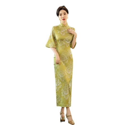 复古国潮风改良新中式长款倒大袖旗袍2024春夏新款旗袍裙SYK21834 商品图4