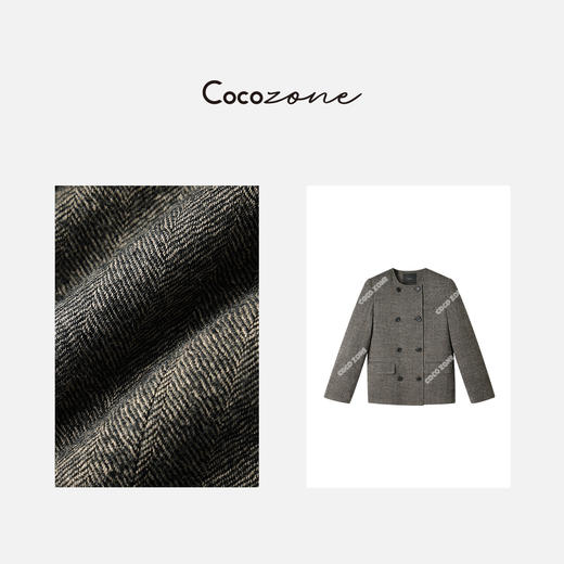 刘一一&COCO ZONE 100%棉小香风翻袖西式双排扣外套23C30315 商品图2