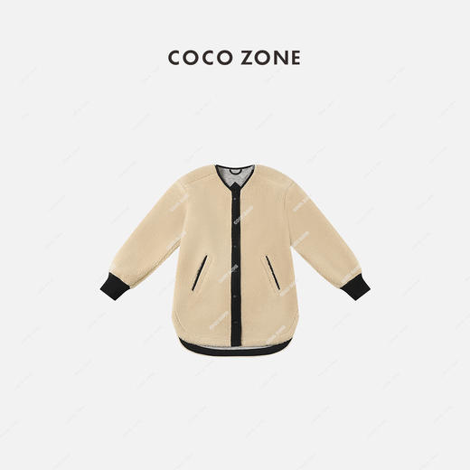 刘一一&COCO ZONE秋冬拼色绒感束口长袖单排扣圆下摆外套23C19569 商品图0