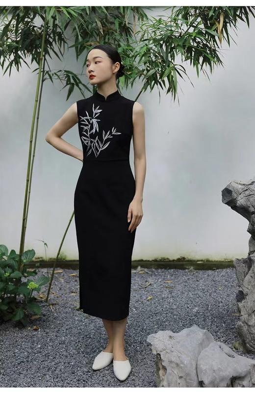 8351#中式竹子小黑裙 商品图2