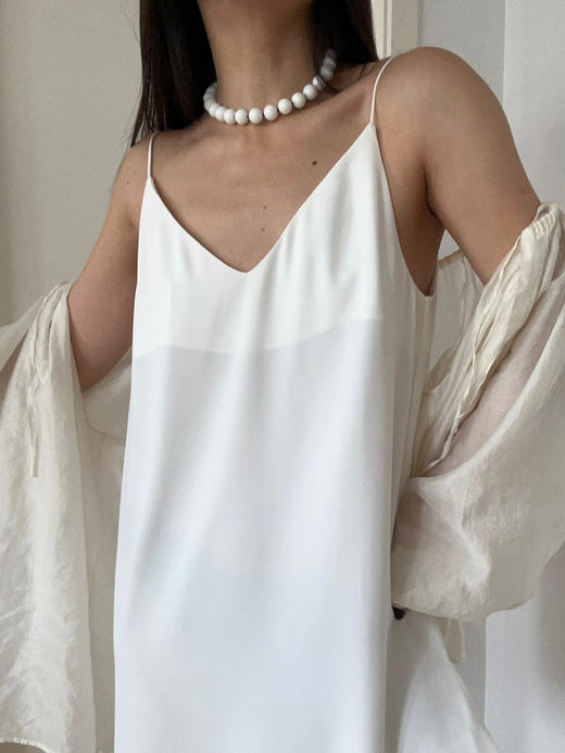 KUNMANMA｜the Reader Dress 前后V领吊带短裙 侧开叉 [ 黑 / 白 ] 商品图8