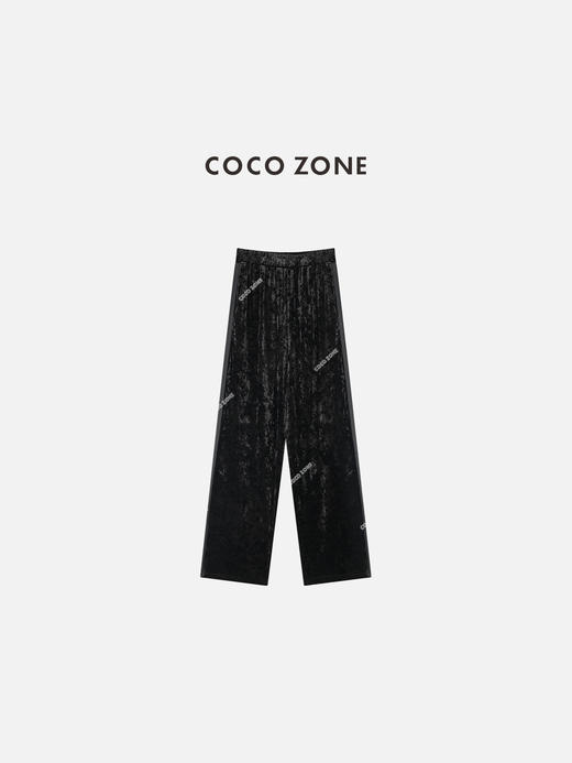 COCO ZONE松紧腰丝绒休闲裤百搭显瘦直筒长裤 23C19350 商品图0