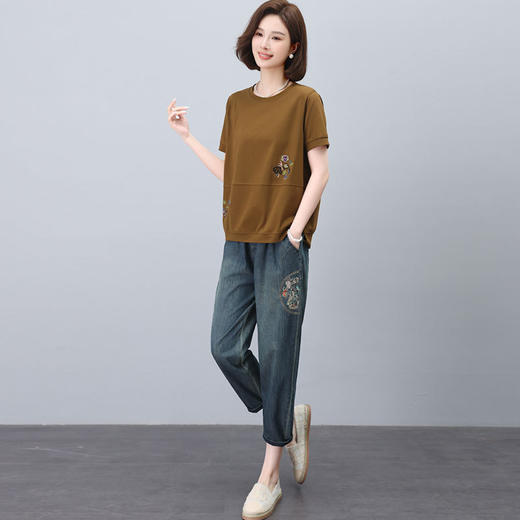 时尚漂亮牛仔套装，微胖减龄两件套HR-JYJ2479 商品图1