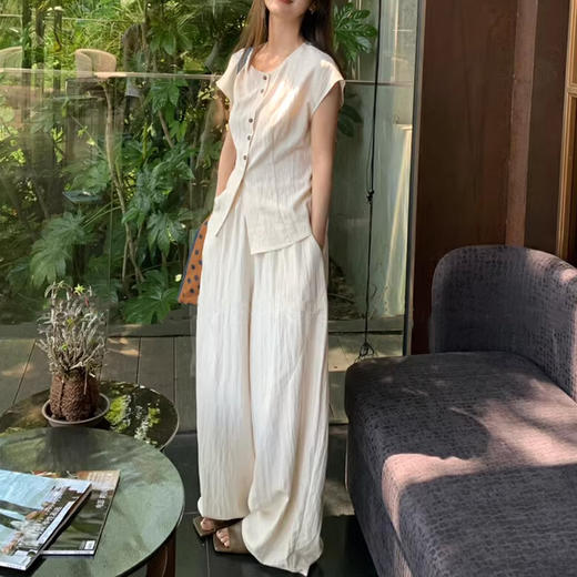 裁缝学苑AQ308韩系小飞袖亚麻系带小衬衫纸样阔腿退衬衣套装打版 商品图1