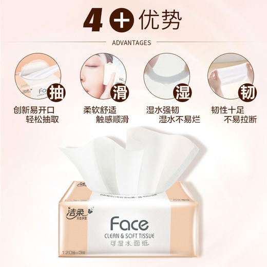 洁柔抽纸巾三层120抽自然无香型抽纸大包抽取式面巾纸整箱3层M码 商品图2