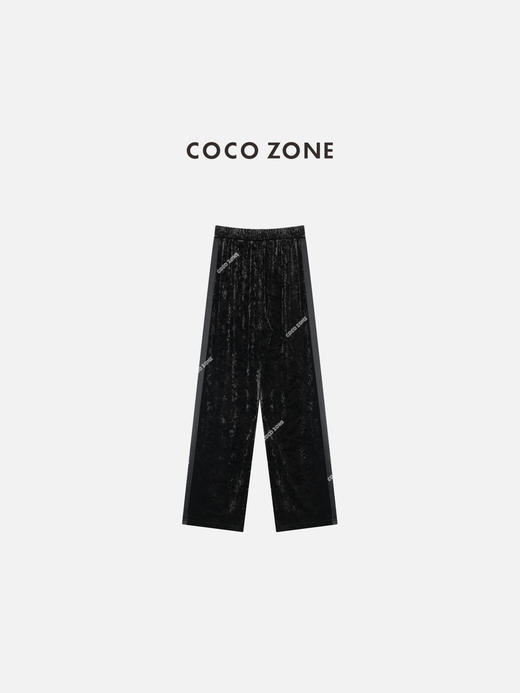 COCO ZONE松紧腰丝绒休闲裤百搭显瘦直筒长裤 23C19350 商品图1