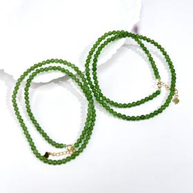 S925碧玉项链-小米珠圆珠