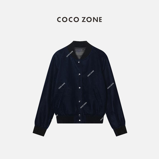 刘一一&COCOZONE潮流丝绒外套长袖单排扣上衣松紧下摆23C19258 商品图0