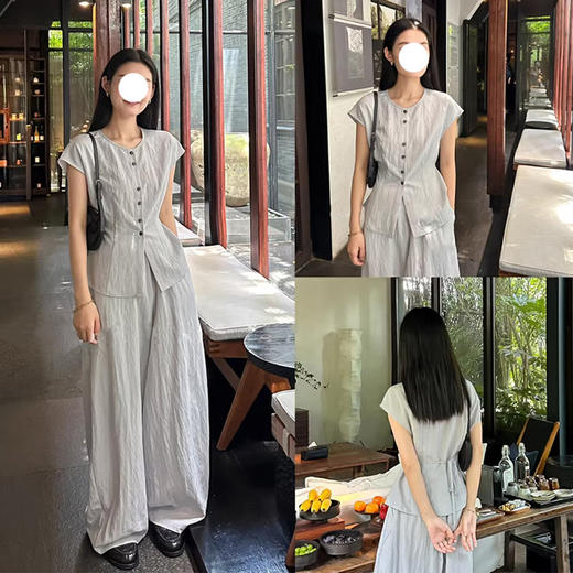 裁缝学苑AQ308韩系小飞袖亚麻系带小衬衫纸样阔腿退衬衣套装打版 商品图2