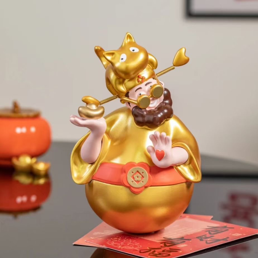 《四喜财神》20cm-金色橘红腰