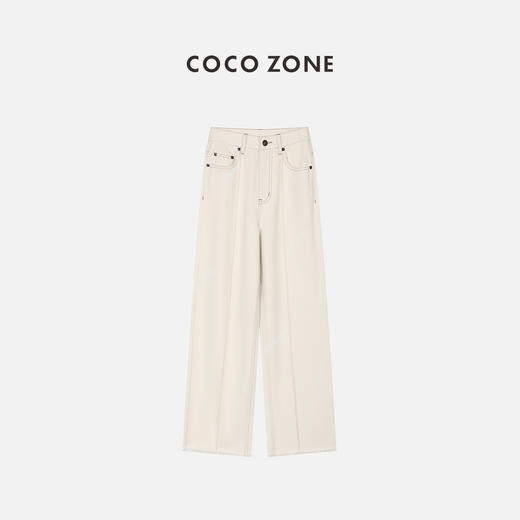 COCO ZONE100%棉复古牛仔裤直筒撞色线明线设计裤23C19094 商品图0