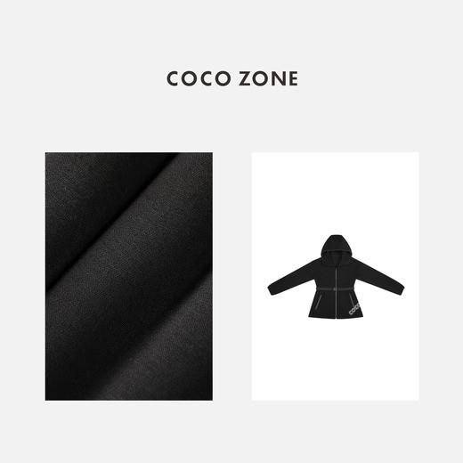 COCO ZONE 连帽空气层显瘦百搭黑色收腰外套24C10124 商品图2