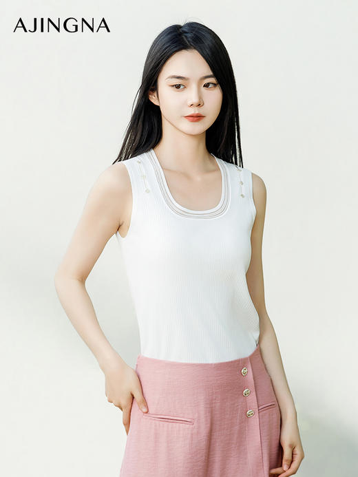 【商场同款】阿菁娜2024夏季新款U领百搭针织背心A29X301027 商品图1