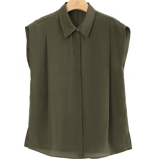 玳莎宽肩无袖真丝衬衫女2024夏季新款100%桑蚕丝通勤宽松上衣  EB31005 商品图4