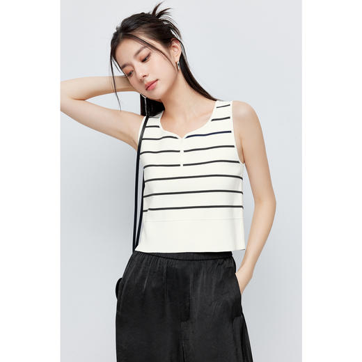 【商场同款】诗凡黎撞色条纹针织背心2024夏新款上衣女3F4330441 商品图0