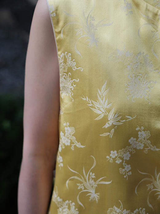 盛唐牡丹 |鹅黄色梅兰竹菊留香绉马甲 商品图5