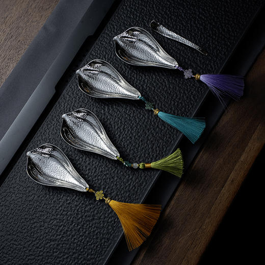 莲君茶则套装/锤点银色/古铜  茶则茶拨二件套 茶道配件中式赏茶荷茶勺投茶分茶 商品图3