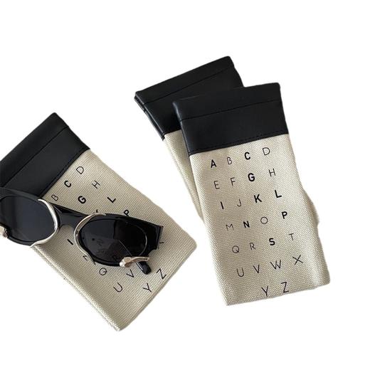「复古简约！高级感墨镜袋」推荐款复古拼接帆布收纳整理袋 近视太阳眼镜袋简约高级墨镜袋子字母 商品图4