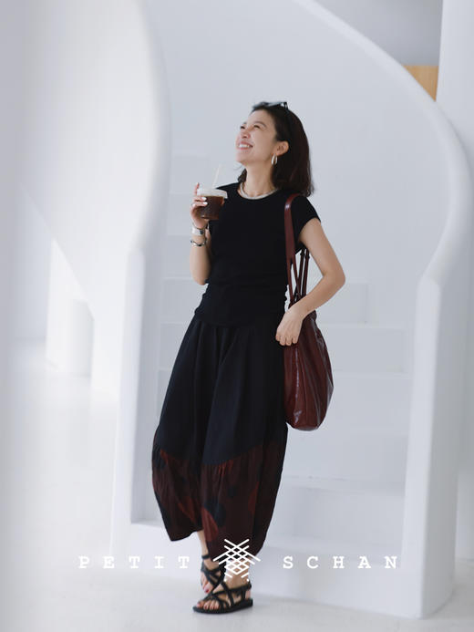 PETIT SCHAN小闪 CLO#528  bordeaux balloon 波尔多气球 进口苎麻棉面料拼接设计款气球裤 商品图3