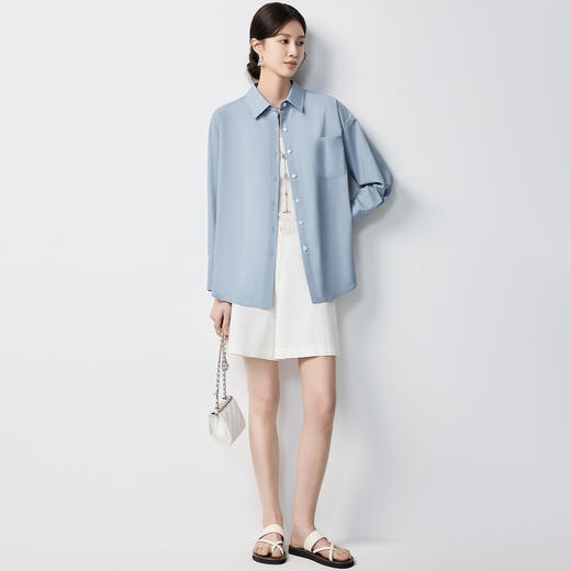 【简约纯色】罗蒙女士长袖衬衫可外穿大众休闲百搭时尚衬衣女 商品图2